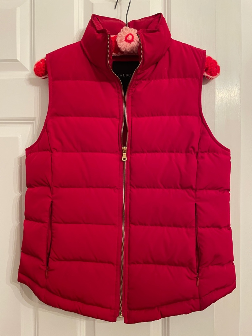Talbots Bright Red Down/feather filled Quilted Puffer Vest size XS